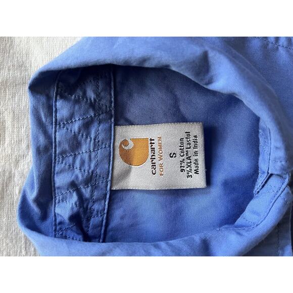 Carhartt Women's Sleeveless Shirt Collared Top Pearl Snap Blue WS004 BLL Size S - Picture 4 of 4